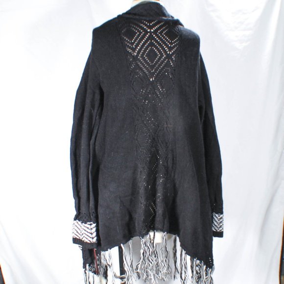 NWT Black & White Open Front Cardigan w/ Tassels Size XXL - Picture 5 of 8